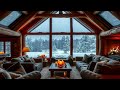 SLEEP ALL NIGHT ❄️ COZY WINTER CABIN FIREPLACE & SNOW SOUNDS | RELAXING AMBIENCE