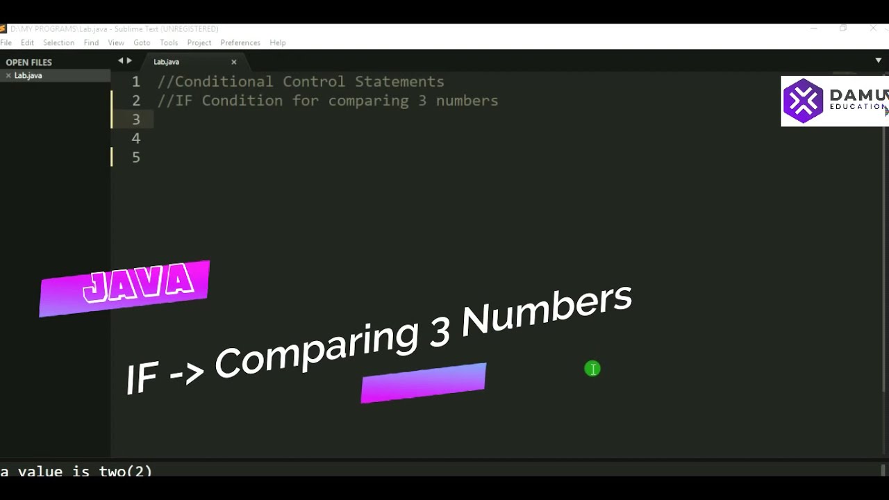Comparing 3 Numbers using IF conditional Programs In #Java | Core Java ...