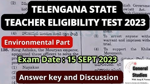 TS TET 2023 | ANSWER KEY | Paper - 1 | Environmental Part | Exam Date : 15 September 2023