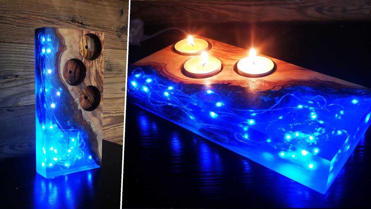 2 in 1 Tea Light Candle Holder and Night Lamp with Epoxy Resin / DIY