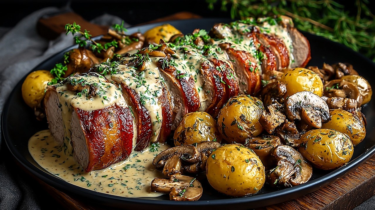 Вы никогда раньше не пробовали такую ​​свиную вырезку – завернутую в бекон и подаваемую в сливочном