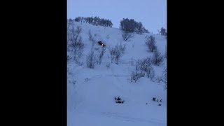 Guy Tried Going Up A Snowhill In A Motorsled But It Backfired