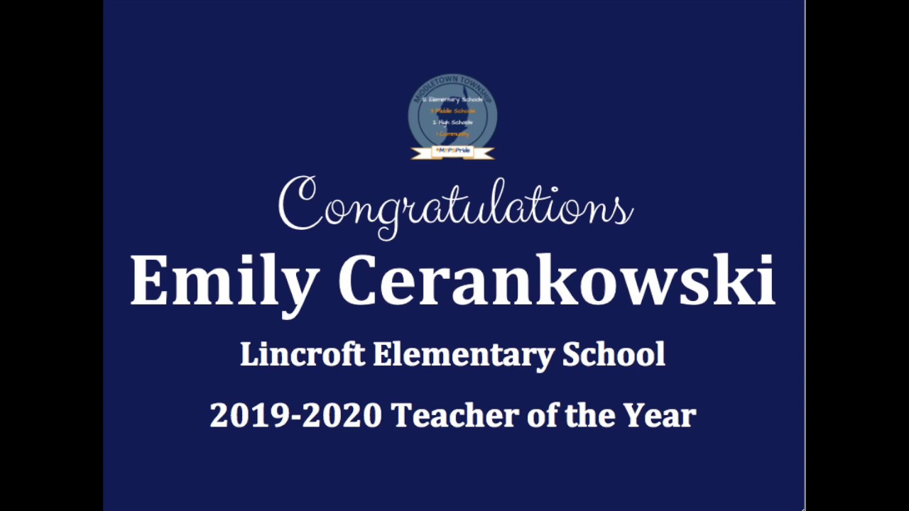 20192020 Lincroft Elementary School Teacher of the Year Emily