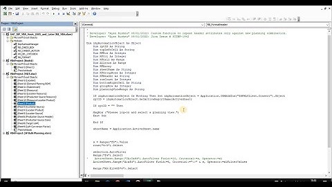 VBA codes to customize IBP Master Data & Planning Templates
