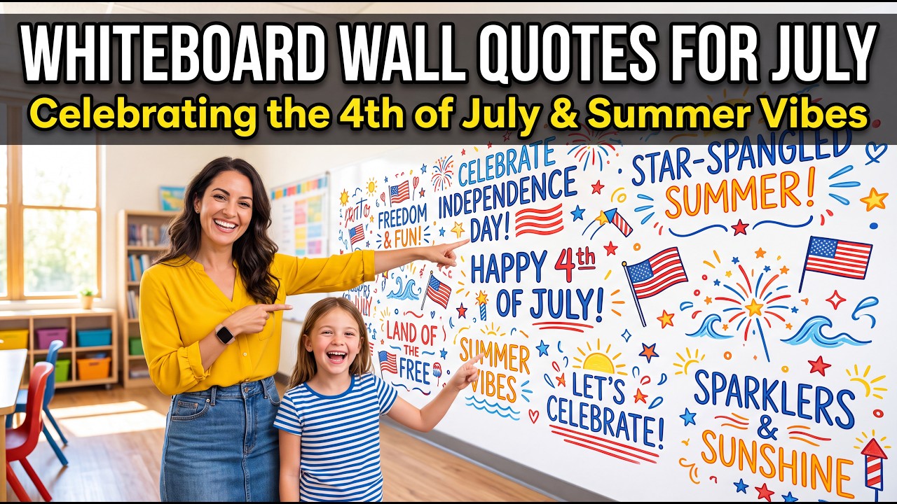 Whiteboard Wall Quotes for July: Celebrating the 4th of July and Summer Vibes