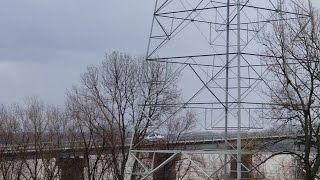shows view of Shawneetown Bridge during severe weather warning