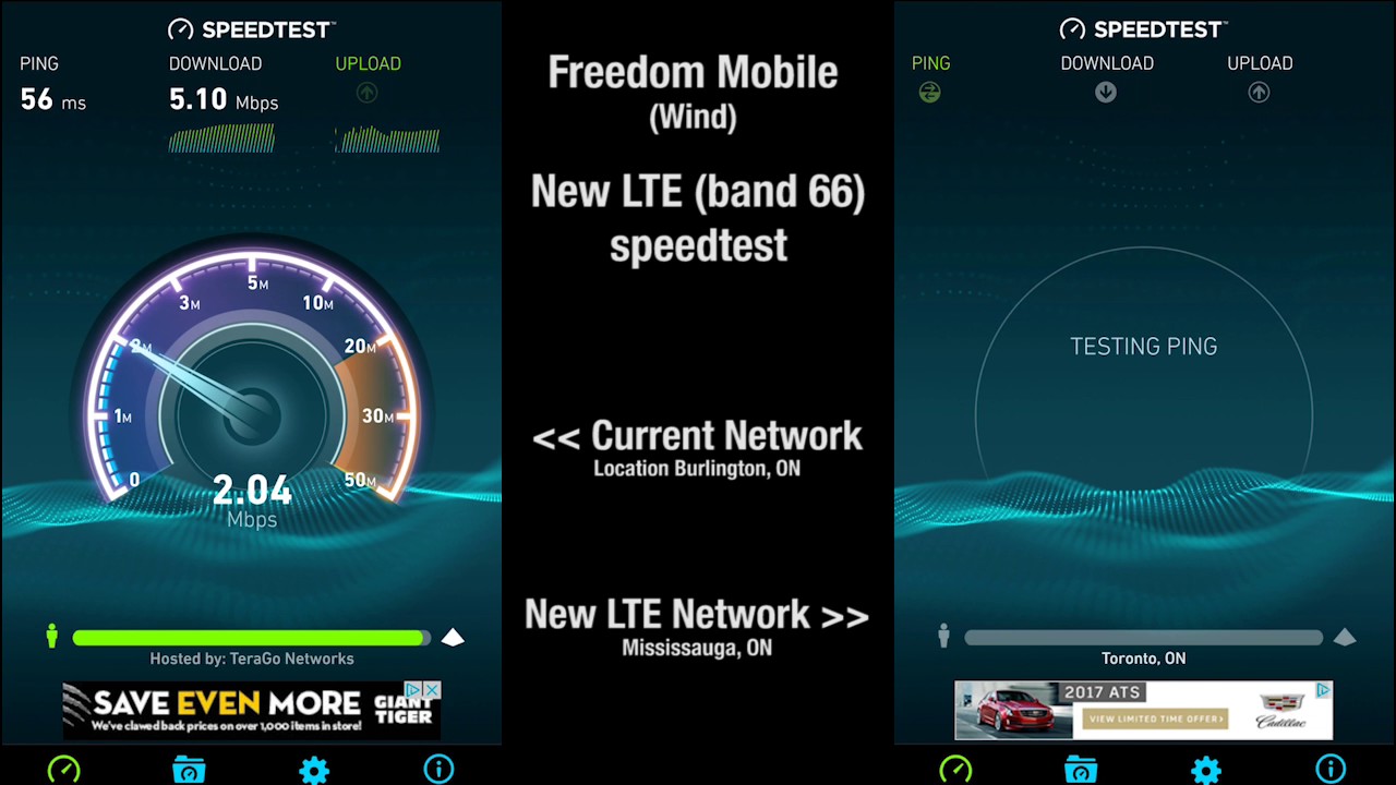 Freedom Mobile (formerly WIND) LTE vs 3G head to head speedtest YouTube