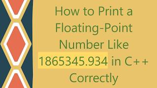 How to Print a Floating-Point Number Like 1865345.934 in C+ +  Correctly