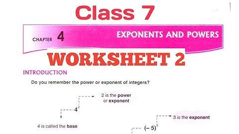 D.A.V. Math | Class 7 | Chapter-4 | Exponents and Powers | Worksheet 2 | By Art Of Mathematica
