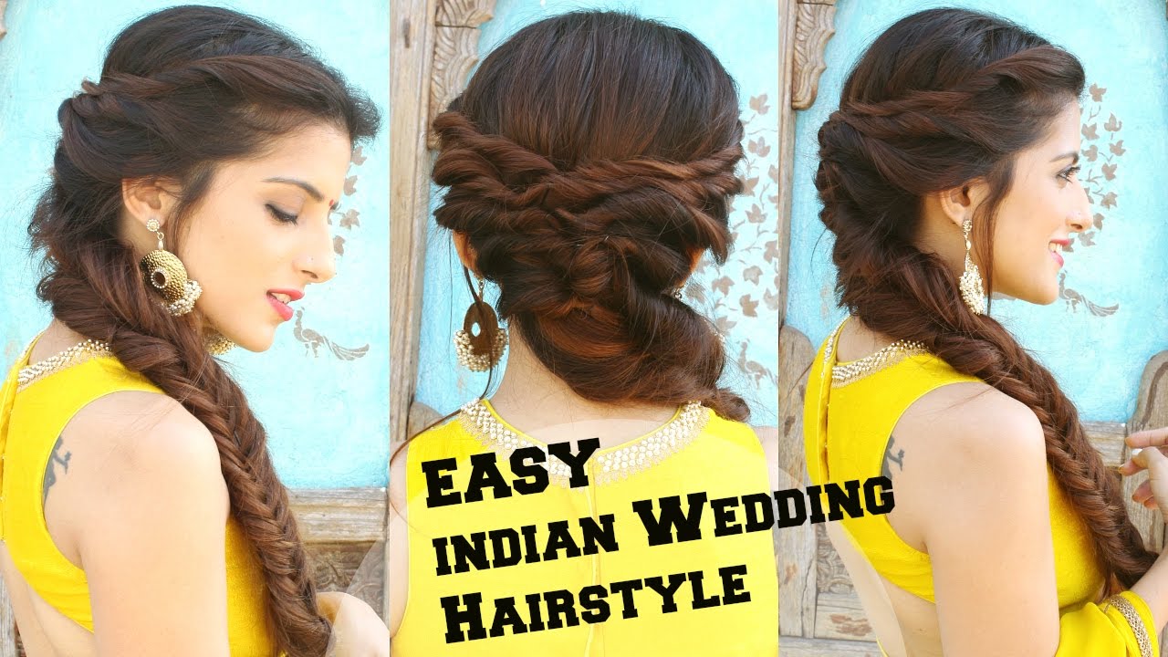 hairstyles for indian wedding, messy braid, bridal braided hairstyle,  sangeet hairstyle, silk… | Bridal hairstyles with braids, Long bridal hair, Braided  hairstyles