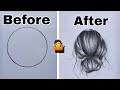 ⭕ se hair Tak ka safar ||easy peasy way to draw hair ||how to sketch hair #youtubevideo #sabiha045