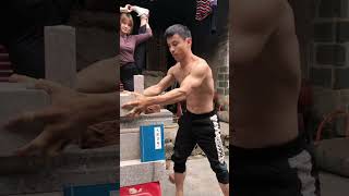 The Rural Kung Fu Boy Punches 968 Kilograms! Break Three Bricks#Shorts