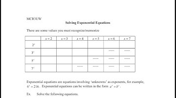 4-3 Solving Exponential Equations MCR3U