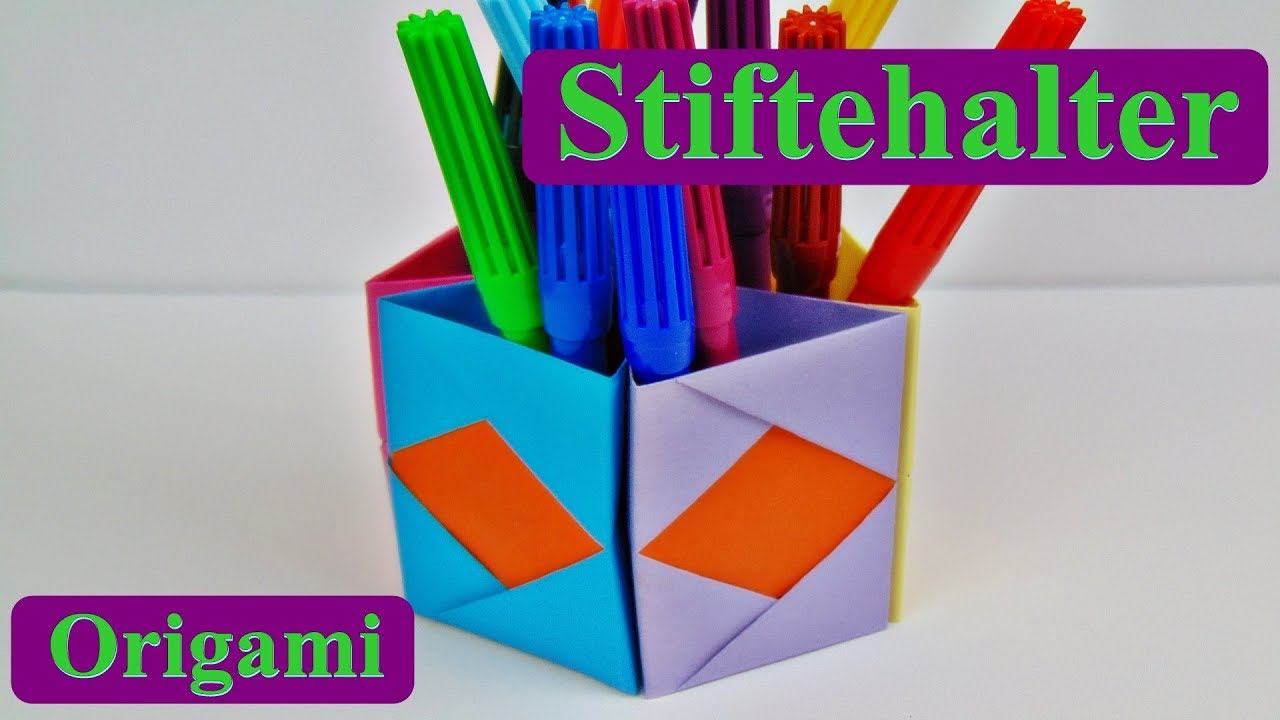 Basteln: Origami Stiftehalter / Origami Aufbewahrung / Basteln mit Papier -  YouTube