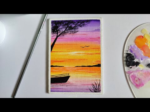 2 Street Lamp landscape paintings for beginners