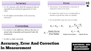 Accuracy, Error And Correction | Performance Characteristics Of Measurement System