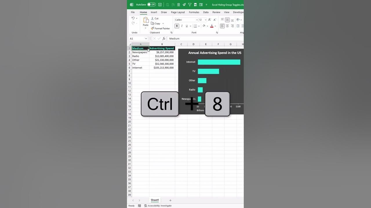 How to hide group toggles in excel shorts youtube