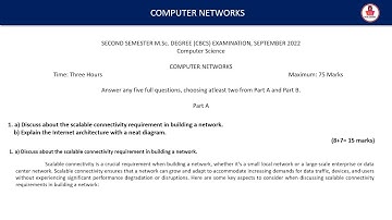 M.Sc Computer Science 2nd semester Paper -II Computer Networks Question paper 2022