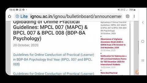 Uploading of Online Practical Guidelines: MPCL 007 (MAPC) & BPCL 007 & BPCL 008 (BDP-BA Psychology)