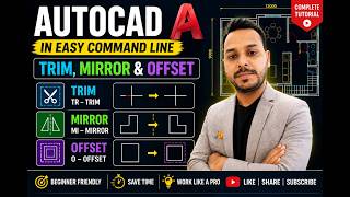 AutoCAD LINE, TRIM, MIRROR & OFFSET Commands | Easy Command Line Tutorial for Beginners