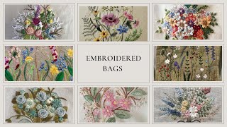 Crafted Elegance: Floral Embroidered Bags for Inspiration! #floralembroidery #creativestitching