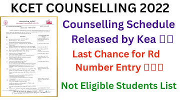 KCET 1st  Round Schedule 2022 | RD Number Edit link | Last Chance for Documents Verification |
