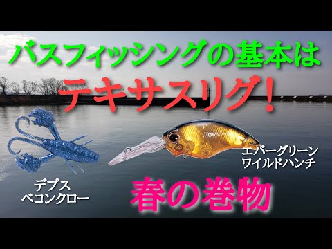 バス釣り】バスフィッシングの基本はテキサスリグ （春の巻物） - YouTube 