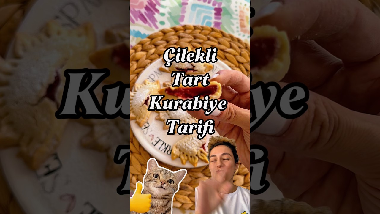 Çilekli Tart Kurabiye Tarifi 🍓| Çilek dolgulu ayçiçeği şeklinde kurabiye 🍪
