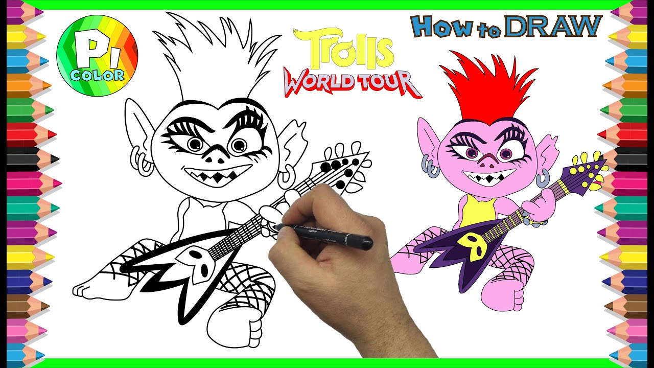 How to draw Barb - TROLLS WORLD TOUR - Step by step - Рисуем Барб из Троллей 2