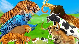 Cow Tiger Bull Gorilla Mammoth Elephant vs Monster Lion Mammoth Attack Cow Baby Elephant Bull Rescue
