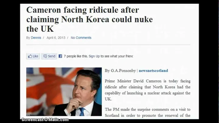 (North Korea ) Damage Control After PM David Cameron Tells  N. Korea Nuclear Weapon Can Reach UK