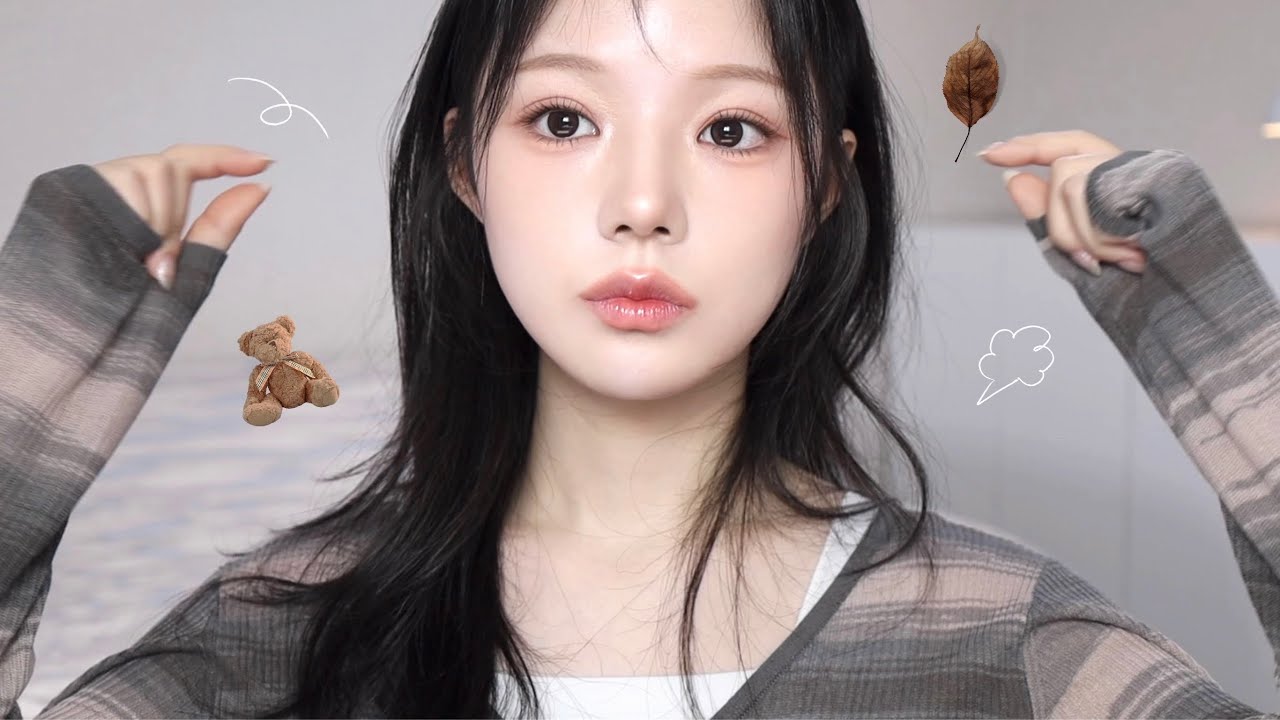 가을이 오고 있다𓂃 𓈒𓏸 촉촉 베이지 메이크업🖤 청순girl 느낌..🫧