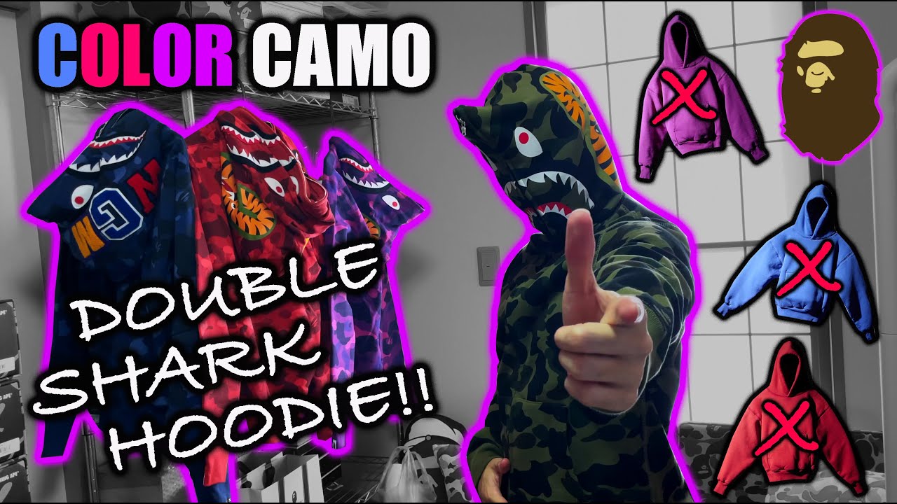 Better than Kanye West hoodies? | Bape Color Camo Double Shark Hoodie Unboxing!!!