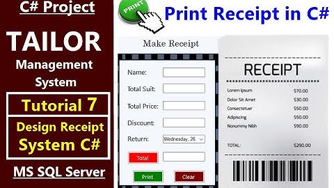 7. Design form to Print Receipt in C# | Tailor Management System C# with SQL Database