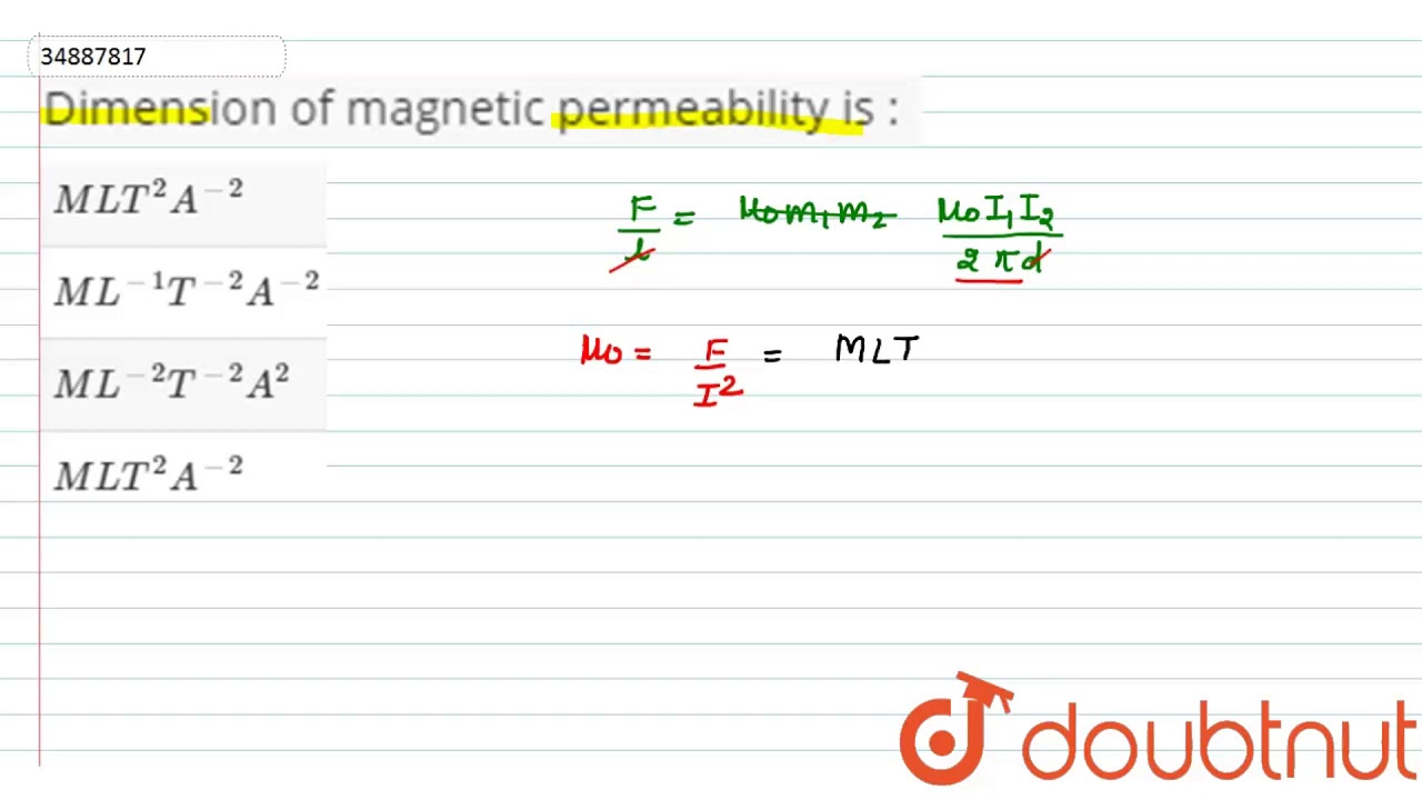 bekæmpe teori svælg Dimension of magnetic permeability is : - YouTube