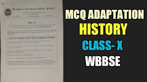 MCQ Adaptation |  History | Class- X | WBBSE