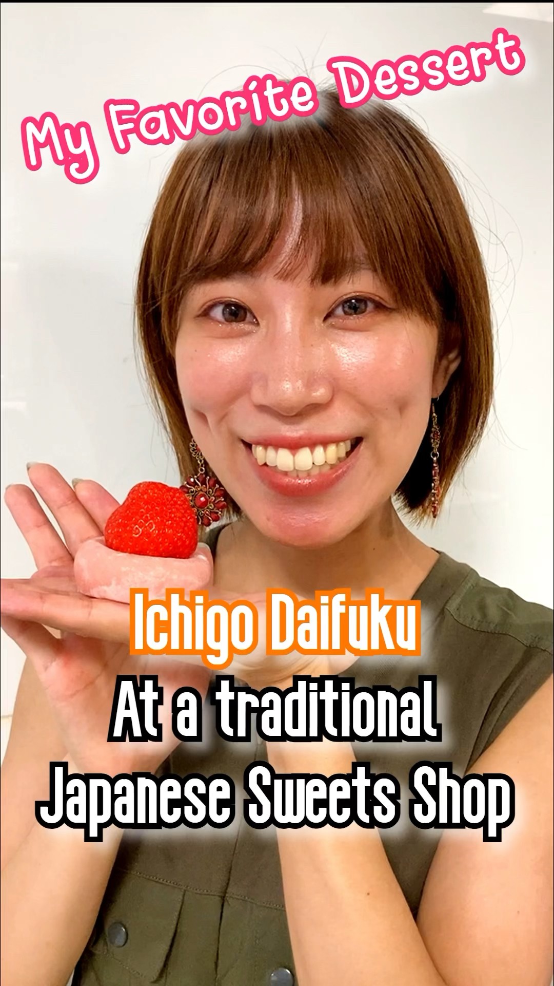 A Japanese girl shares Ichigo Daifuku, Strawberry Mochi from a