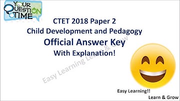 CTET 2018 Paper 2 | Child Development and Pedagogy | CTET 2018 answer key| CDP |