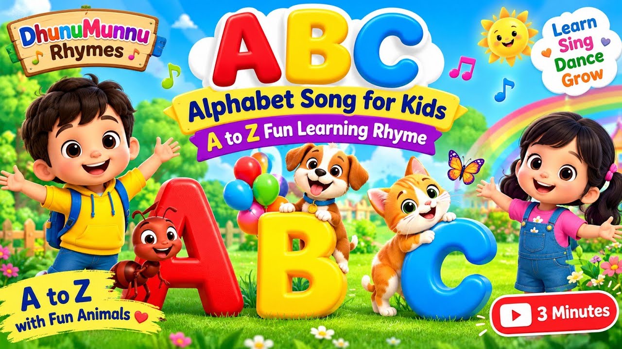 ABC Alphabet Song for Kids 🎵 | A to Z Fun Learning Rhyme with Cute ...