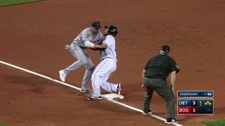 DET@BOS: Upton throws Ramirez out at third