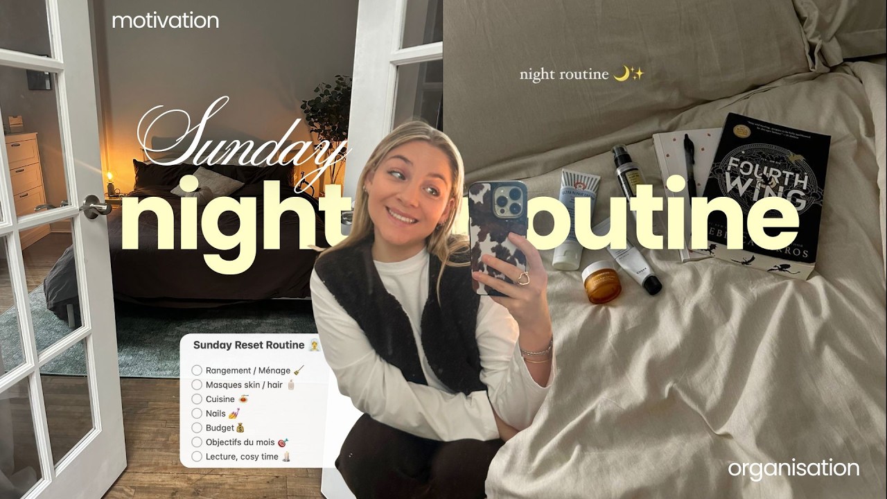 SUNDAY RESET NIGHT ROUTINE 🌙🫧 organisation, rangement, self-care & objectifs