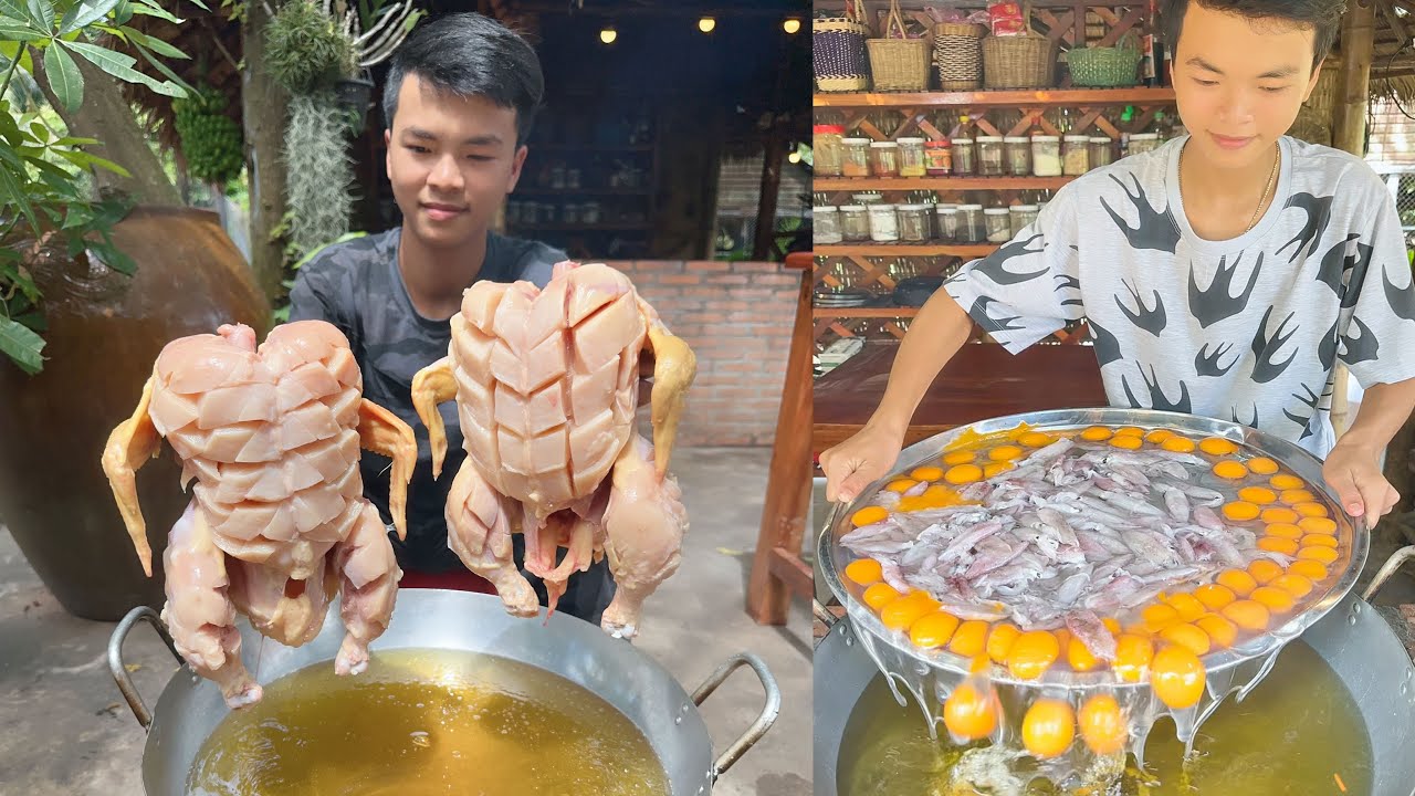 Удивительное кулинарное мастерство | Приготовление деревенской еды | Жарьте курицу, яйцо, свиные ...