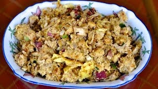 Using some items leftovers from the christmas turkey dinner to make a
stirfry. believe it or not cornbread stuffing makes good stir fry.
-~-~~-~~~-~~-~- pl...