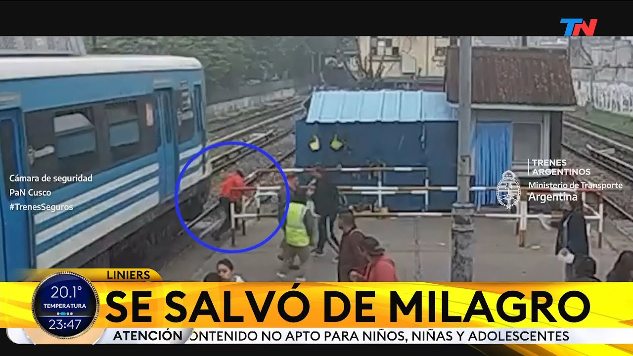 LINIERS I Distraído con su celular, un hombre cruzó las vías del tren y se salvó de milagro