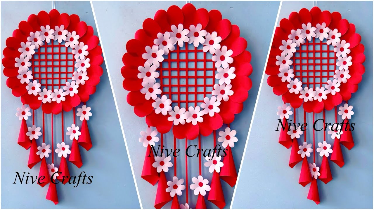 2 Unique Flower Wall Hanging / Quick Paper Craft For Home Decoration  Easy Wall Mate DIY Wall Decor