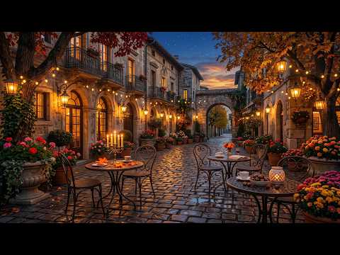 Cozy European Autumn Café Jazz | Romantic Piano Melodies and Candlelight Ambience for Relaxation