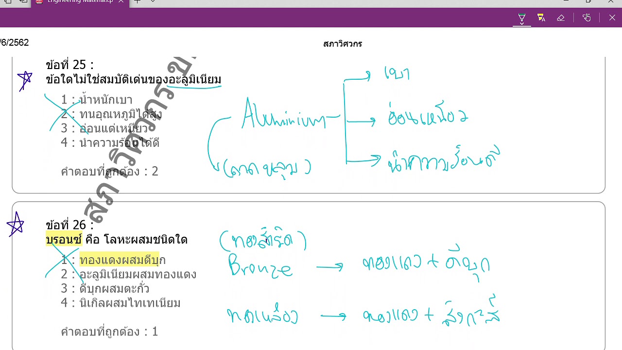 แนวข้อสอบ กว : Materials 1 48 Metal