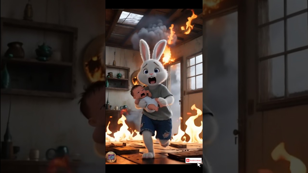 Brave Rabbit Saves Child from Burning House | Heart-Touching Animated Short🐰🔥 