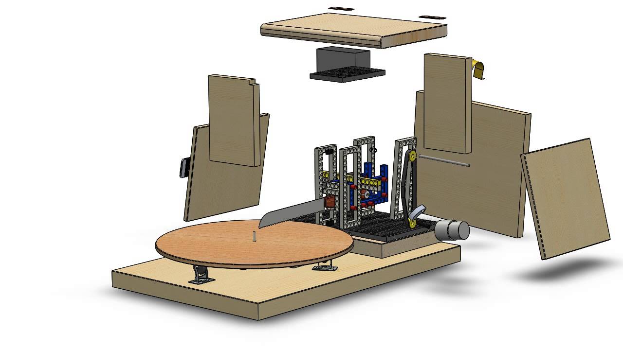 Eclaté animé SolidWorks - COUPE GATEAU AUTOMATIQUE - CAKE CUTTER - YouTube