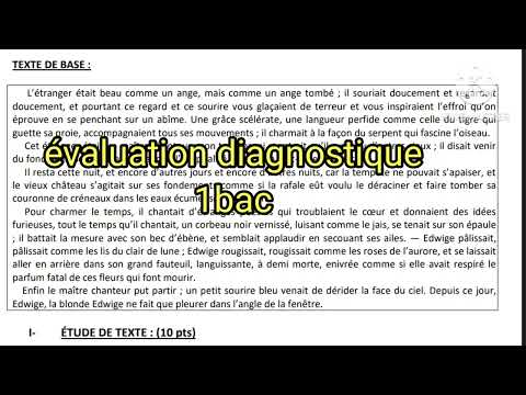 1bac évaluation diagnostique التقويم التشخيصي الأولى باكالوريا لسنة 2024/ 2025